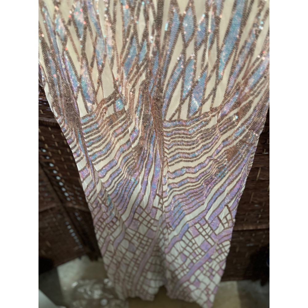 MISS ORD 2XL Sequined Glamorous Long Sleeve Maxi Dress with Slit - Picture 9 of 12